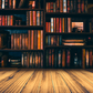 Blurred Image Many Old Books on Bookshelf In Library  Wooden Floor Backdrop SBH0105