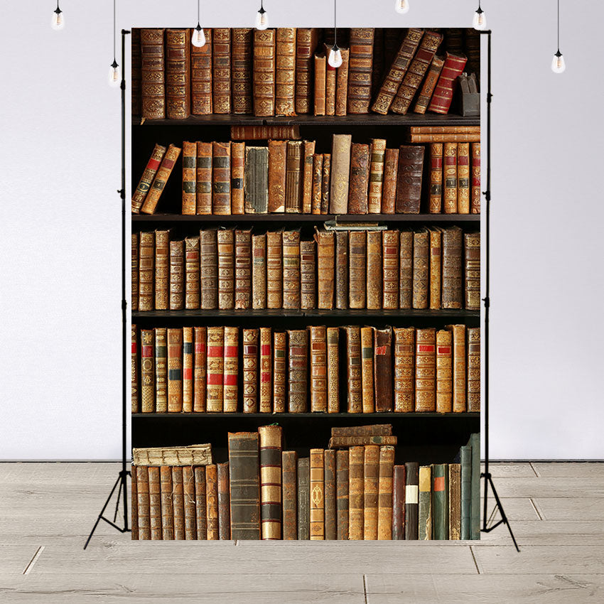 Old Books on Wooden Bookshelf Backdrop Photography Props SBH0107