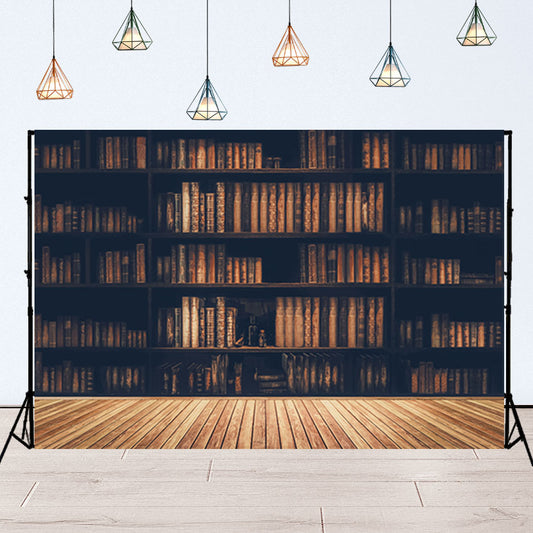 Retro Books and Bookshelf Photo Backdrops Booth Wooden Floor Photography Props SBH0108