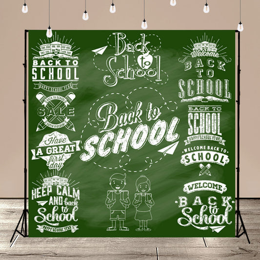 Back to School Calligraphic Designs Label Set On Chalkboard SBH0113