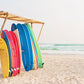 Colorful Surf Boards for Rent on Sandy Beach Backdrop for Photo SBH0119