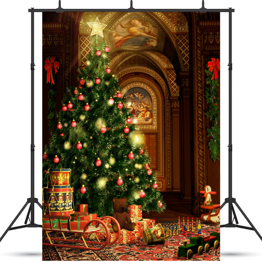 New Arrival-Gifts Under The Christmas Tree Backdrop for Photography SBH0214