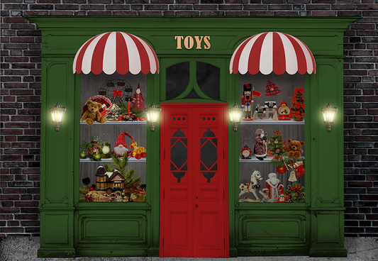 The Green Christmas Toy Shop Backdrop for Photography SBH0279