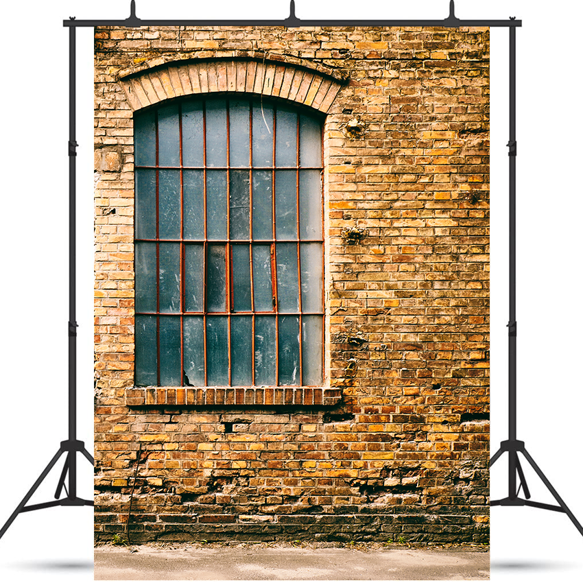 Vintage Brick Wall With Window Photography Backdrop SBH0339