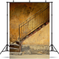 Stairs Of Old Yellow House Backdrop for Photography SBH0348