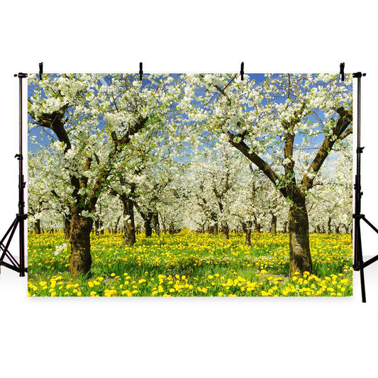 Blooming Apple Trees Flowers Spring Photography Backdrop SBH0362