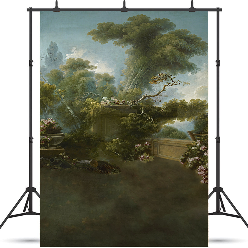Retro Garden Style Oil Painting Photography Backdrop SBH0370