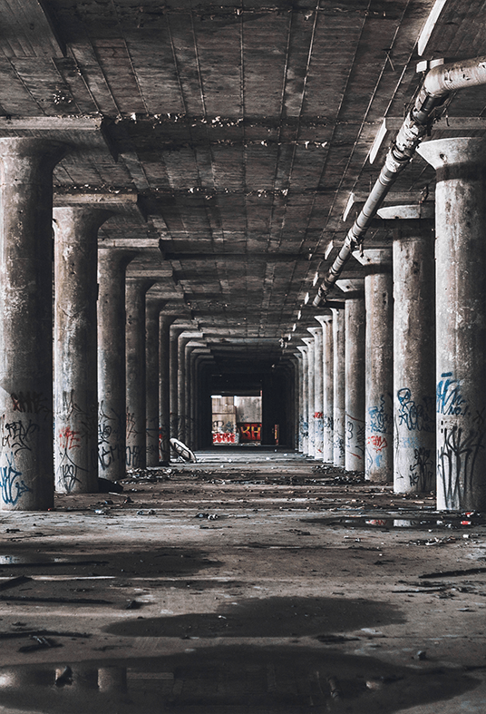 Abandoned Empty Warehouse Backdrop for Photography SBH0373