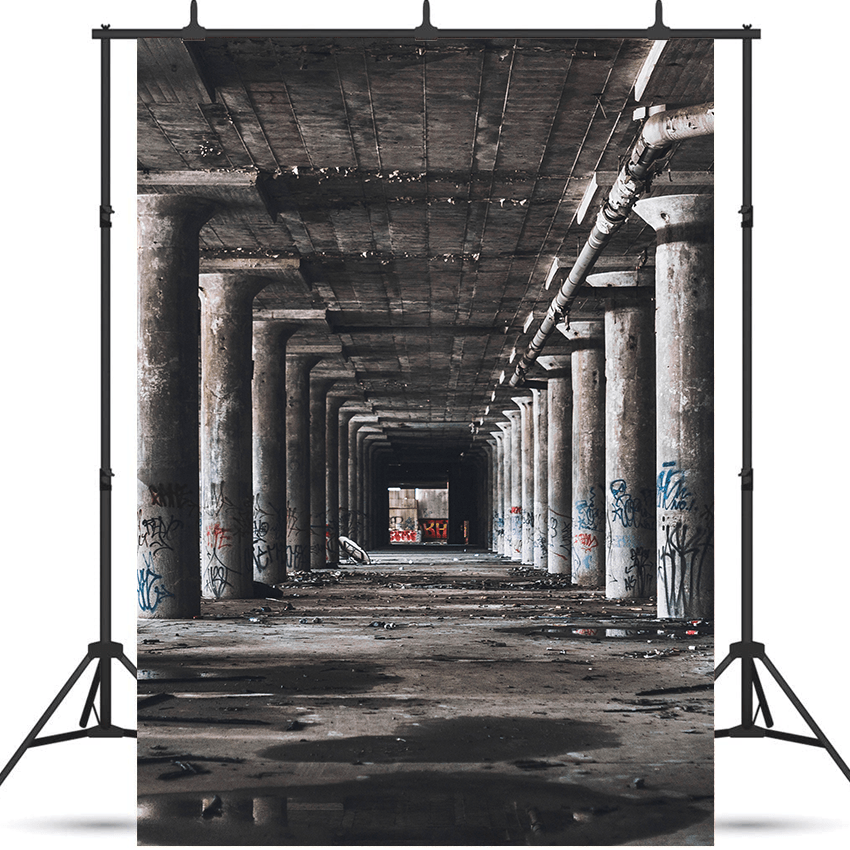 Abandoned Empty Warehouse Backdrop for Photography SBH0373