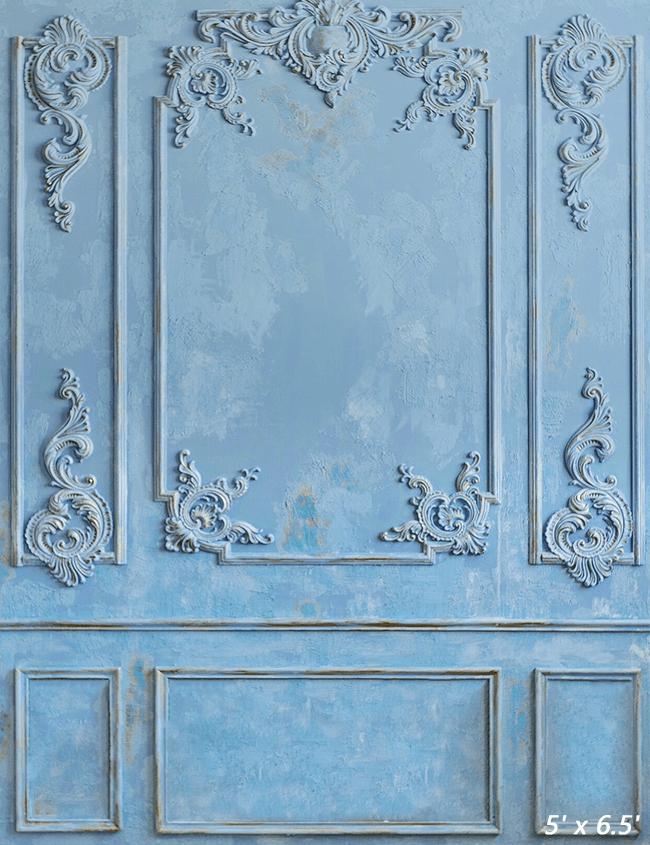 Blue Interior Vintage Wall Backdrop for Photography SBH0379