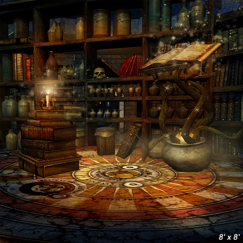 Fantasy Room With Magic Books Photography Backdrops SBH0396