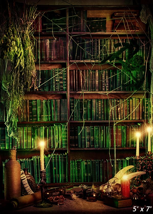Magic Witch's Lair With Books Photography Backdrop SBH0400