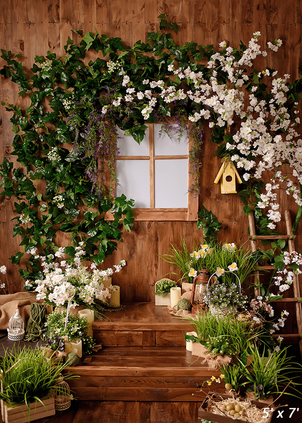 Flower Wooden House Backdrop for Spring Photography SBH0406 – Starbackdrop