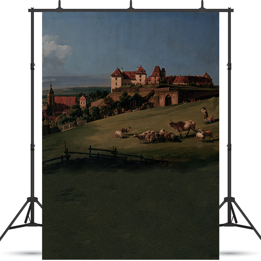 Sonnenstein Castle View Oil Painting Backdrop for Photo SBH0407