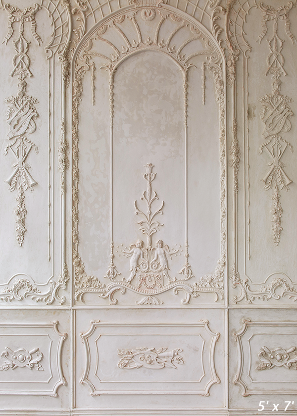 White Ornate Plaster Wall Backdrop for Photography SBH0411