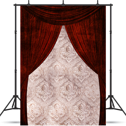 Theatrical Red Curtains Stage Backdrop for Photo SBH0415