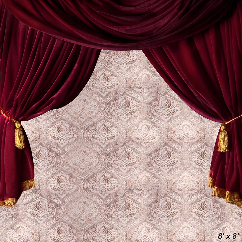 Vintage Red Theatre Curtains Photography Backdrop SBH0421