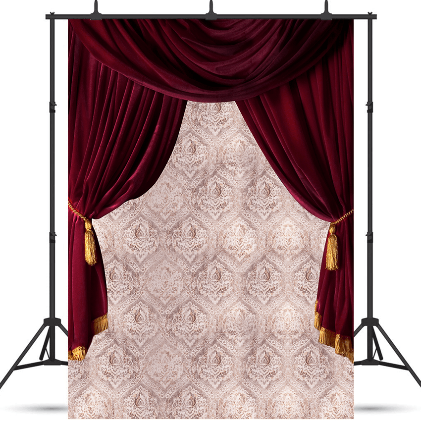 Vintage Red Theatre Curtains Photography Backdrop SBH0421