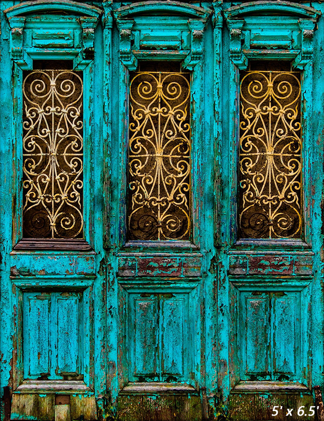 Unique Turquoise Door Backdrop for Photography SBH0440