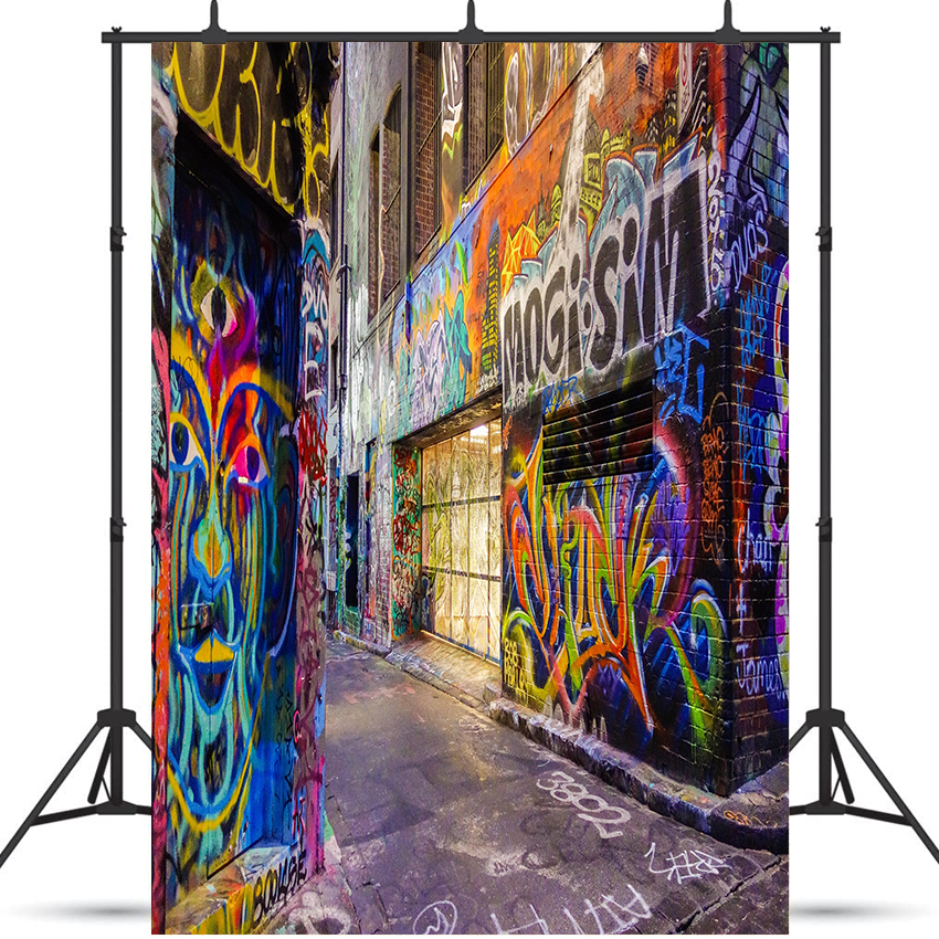 Street Graffiti Wall Photography Colorful City Backdrop SBH0448