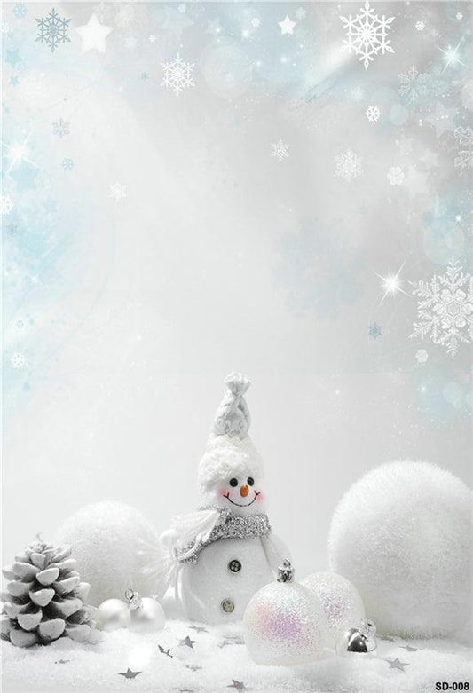 White Snowman Wonderland Photography Backdrop for Christmas