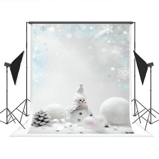 White Snowman Wonderland Photography Backdrop for Christmas