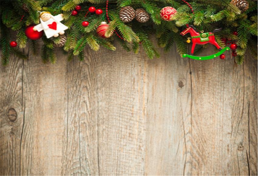 Brown Wood Wall Christmas Backdrop