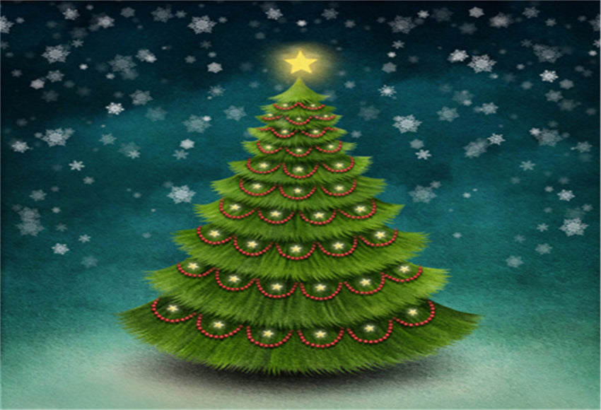 Snowflake Gold Star Night Christmas Backdrops