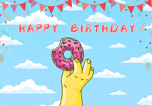 Happy Birthday Donut Decoration Backdrop for Photography