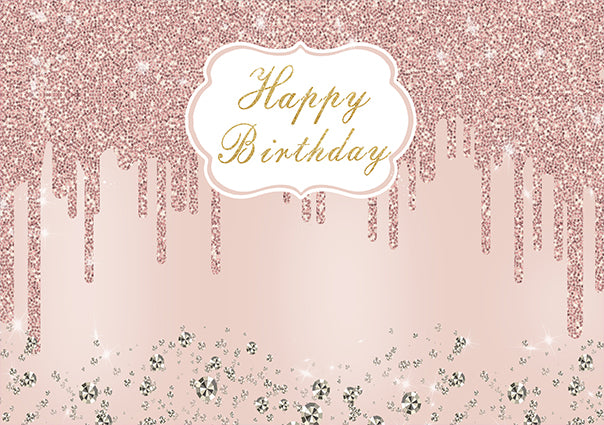 Crystal Decoration Pink Backdrop for Happy Birthday Party