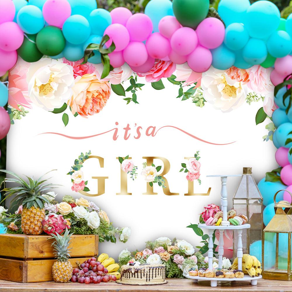 Flower  Decoration Girl Photography Backdrop for Birthday Baby Shower