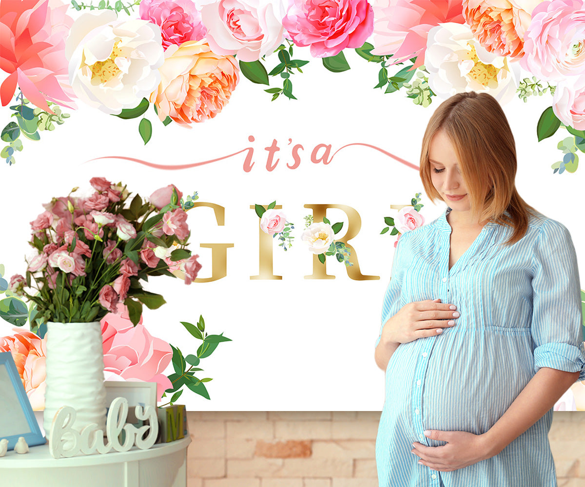 Flower  Decoration Girl Photography Backdrop for Birthday Baby Shower