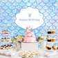 Mermaid Blue Photography Backdrop for Birthday Party
