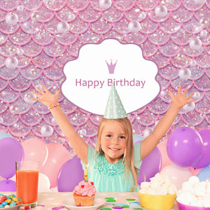 Mermaid Pink Backdrop for Happy Birthday Party