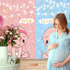 Pink and Blue Balloon Photography Backdrop for Baby Shower Party