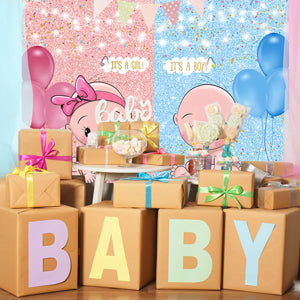 Pink and Blue Balloon Photography Backdrop for Baby Shower Party