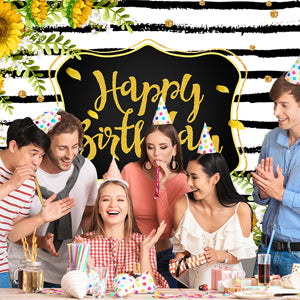 Sunflower Decoration Stripe Photography Backdrop for Birthday