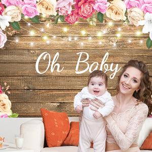 Beautiful Flower Wood Wall Photography Backdrop for Baby Shower