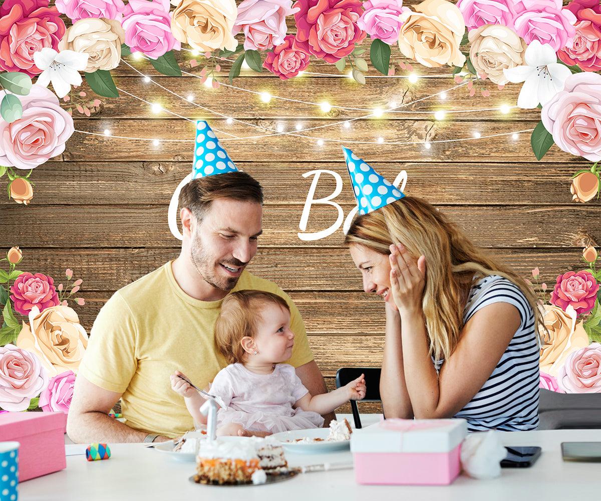 Beautiful Flower Wood Wall Photography Backdrop for Baby Shower