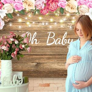 Beautiful Flower Wood Wall Photography Backdrop for Baby Shower