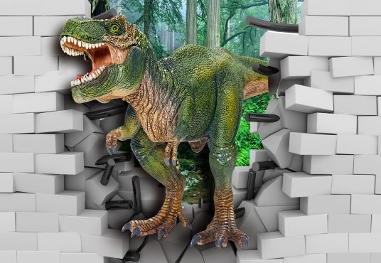 Jurassic Park White Brick Jungle Animals Photography Backdrop for Kids TKH1828