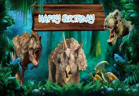 Jurassic Park World Dinosaur Animals Backdrop for Birthday Party TKH1829