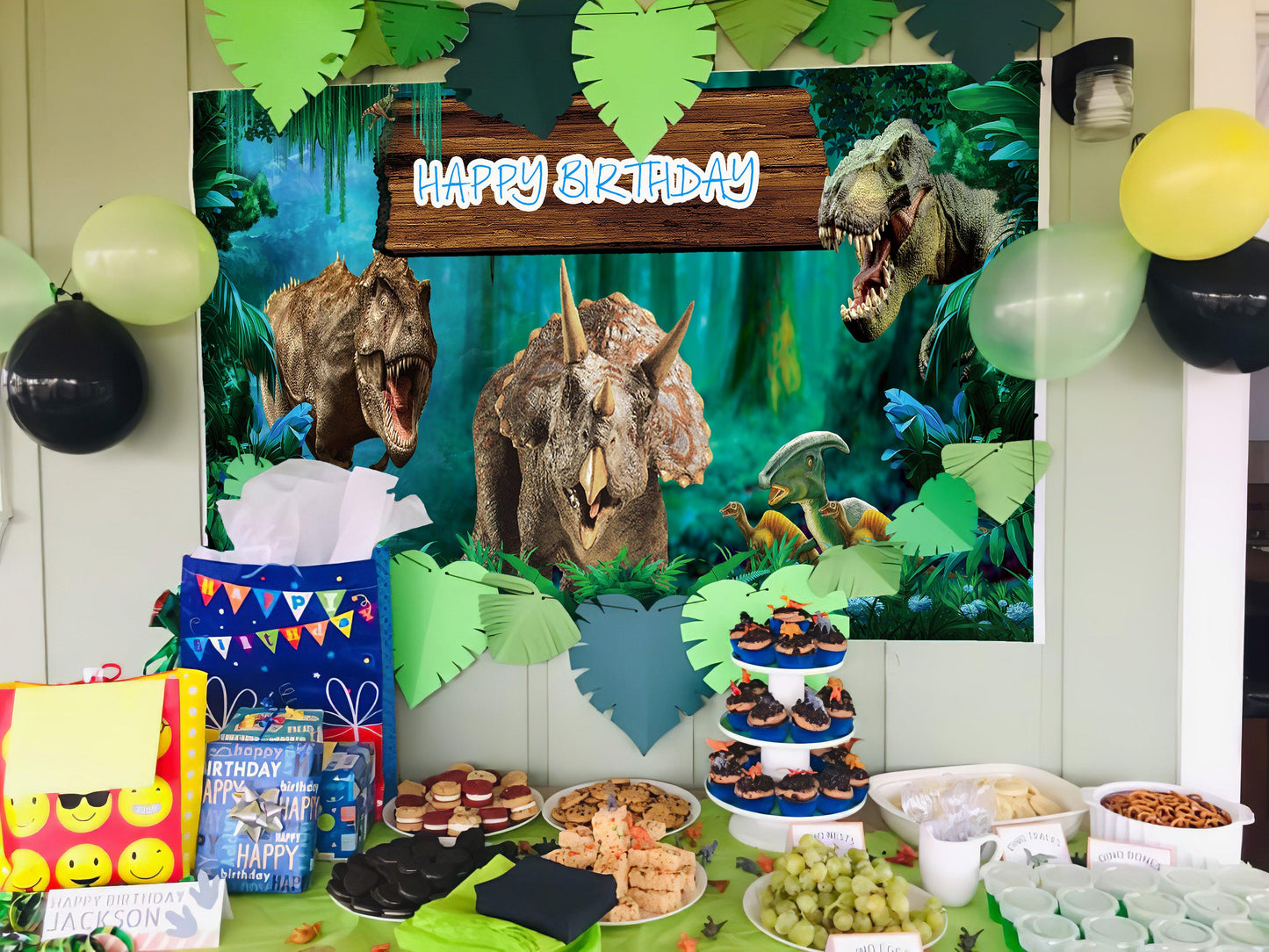 Jurassic Park World Dinosaur Animals Backdrop for Birthday Party TKH1829