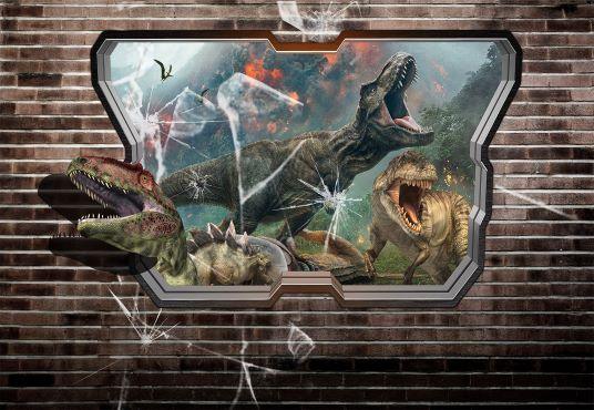 Jurassic Park World Brick Wall Background Dinosaurs Backdrop for Photography TKH1835