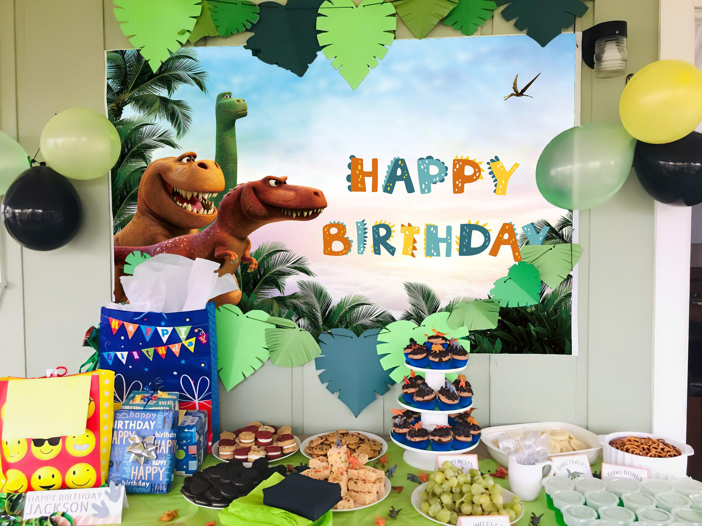 Jurassic Park World Happy Birthday Background Dinosaurs Cartoon Backdrop for Photography TKH1836