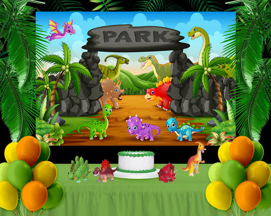 Cartoon Dinosaur family Backdrop Background for Photo Studio TKH1837