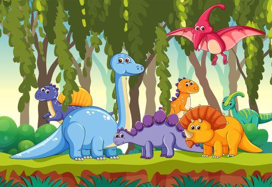 Cartoon Dinosaur Photo Backdrop Kids Birthday Photography Background TKH1838