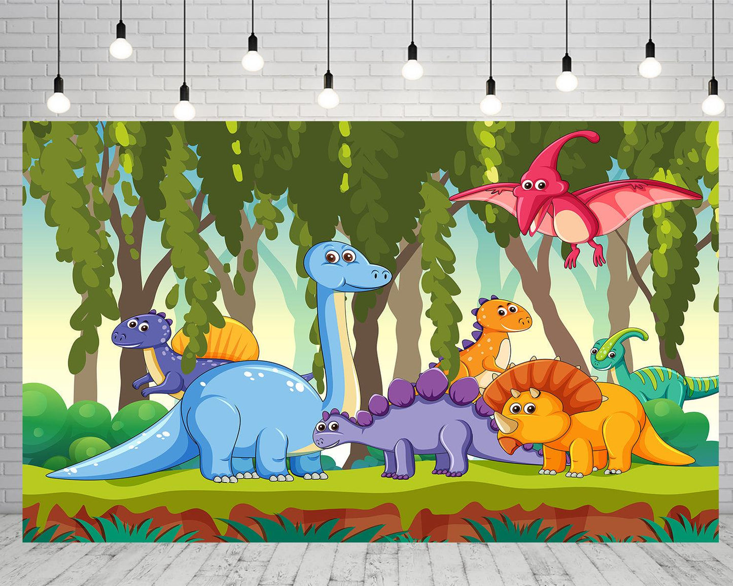 Cartoon Dinosaur Photo Backdrop Kids Birthday Photography Background TKH1838