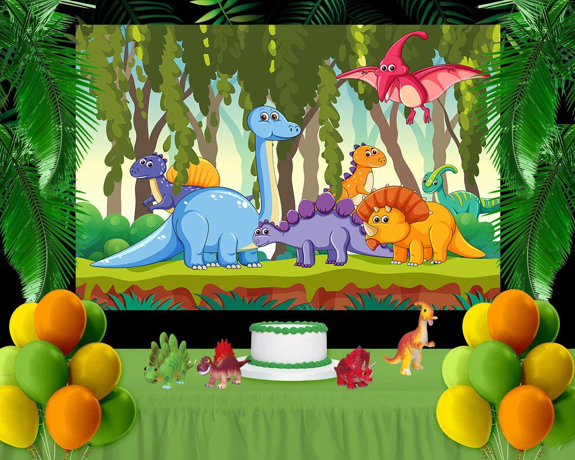 Cartoon Dinosaur Photo Backdrop Kids Birthday Photography Background TKH1838