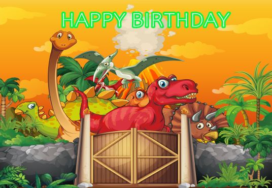 Jurassic World Dinosaur Animal Background Happy Birthday Party Backdrop TKH1841
